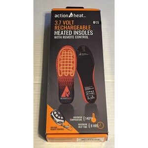 Action Heat 3.7 V Rechargeable Heated Insoles Feet Warmer w/ Remote Control S/M